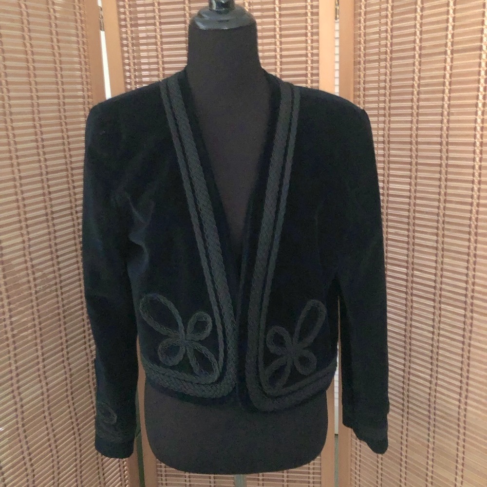 Lizsport Liz Claiborne black velvet bolero jacket, size 10